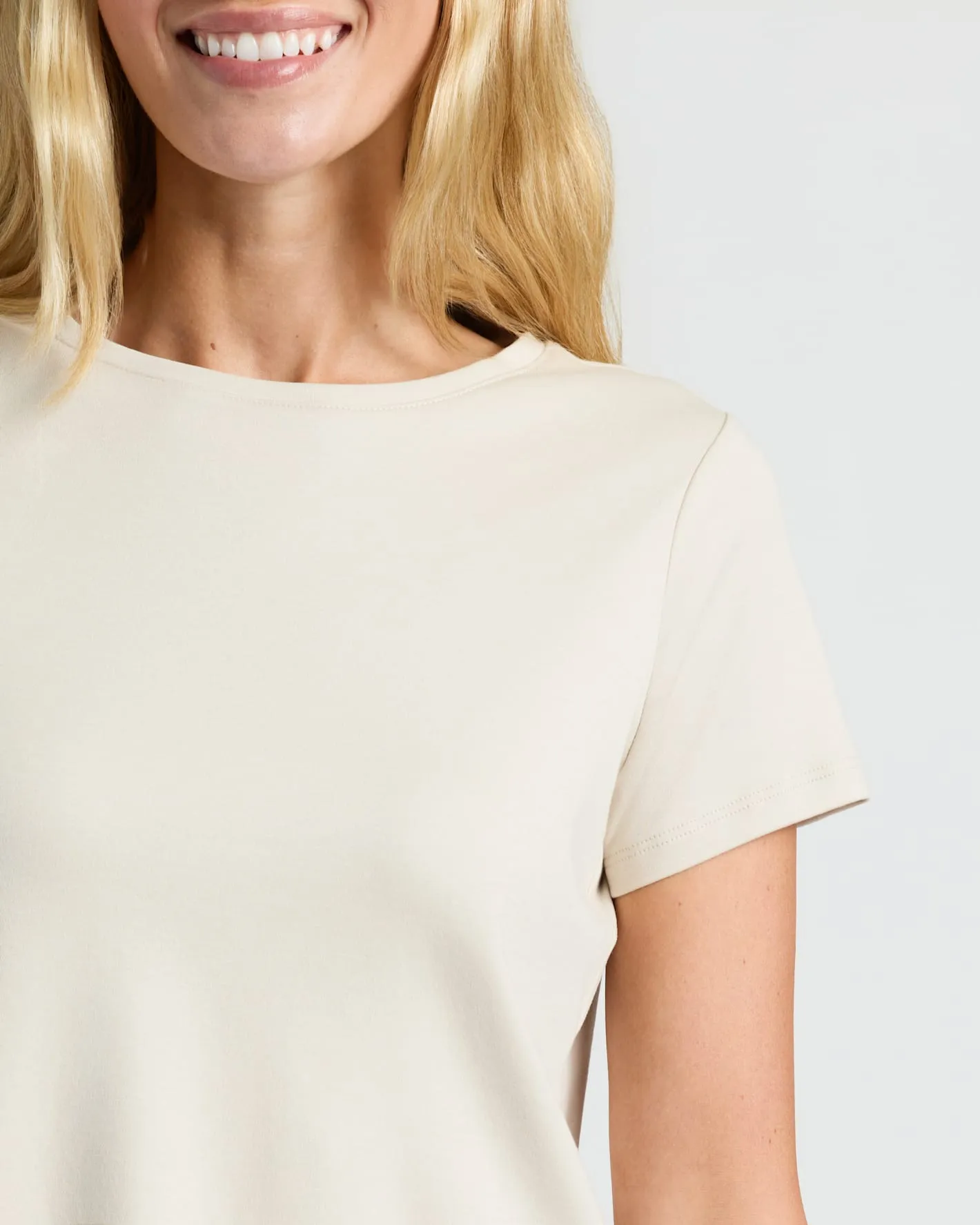 Womens Oatmeal Cropped Boxy Crew Neck Tee sold by True Classic product image thumbnail 4