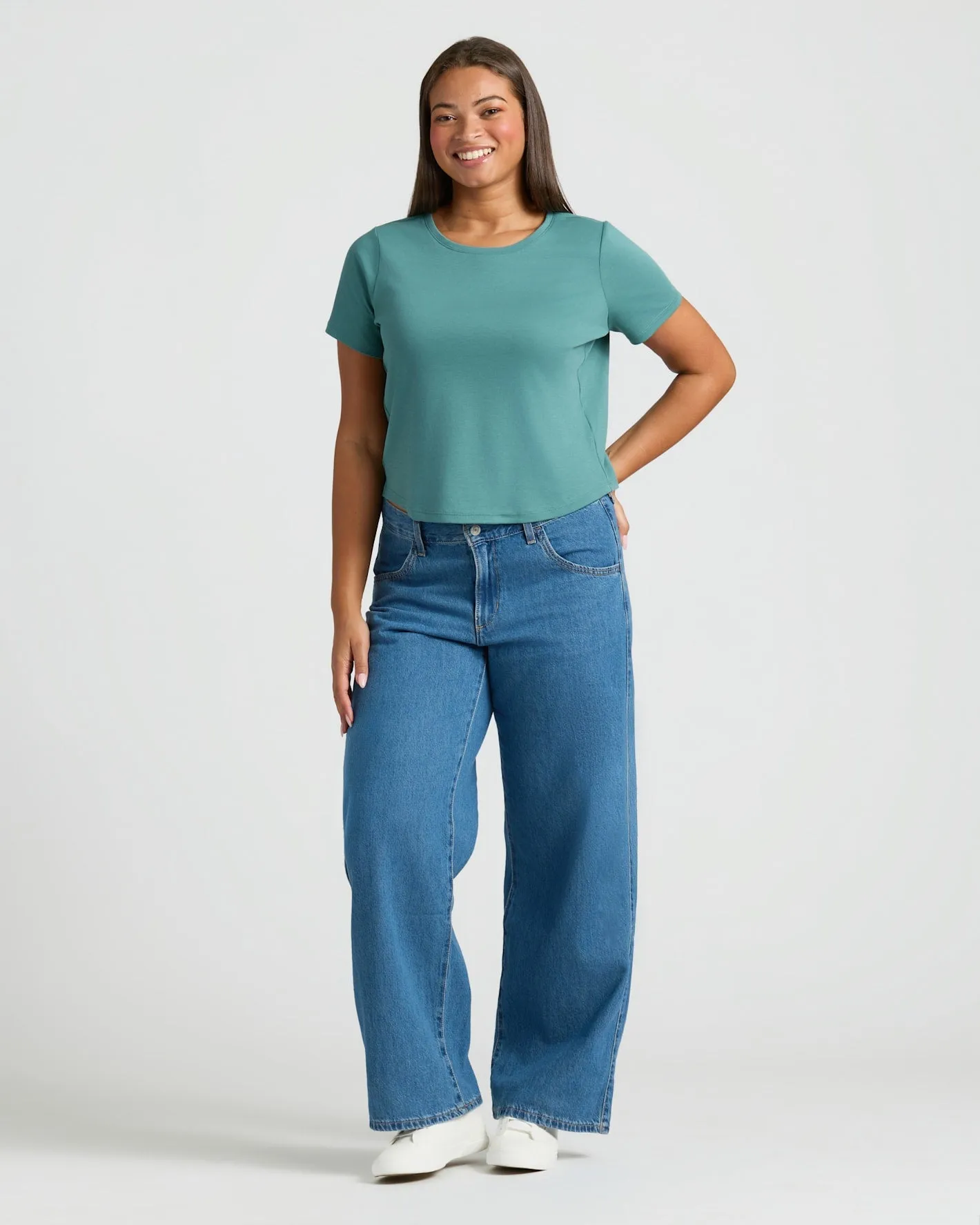 Womens Stormcloud Cropped Boxy Crew Neck Tee sold by True Classic product image thumbnail 2