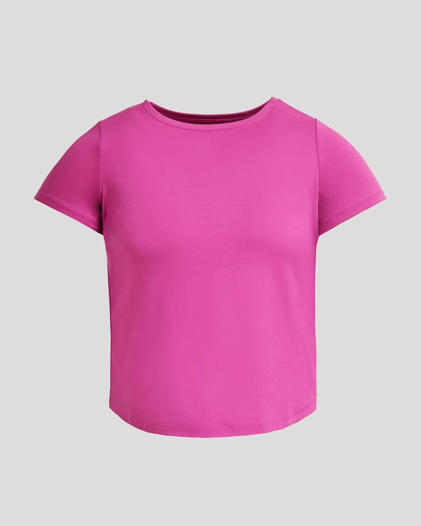 Womens Electric Fuchsia Cropped Boxy Crew Neck Tee sold by True Classic product image thumbnail 5