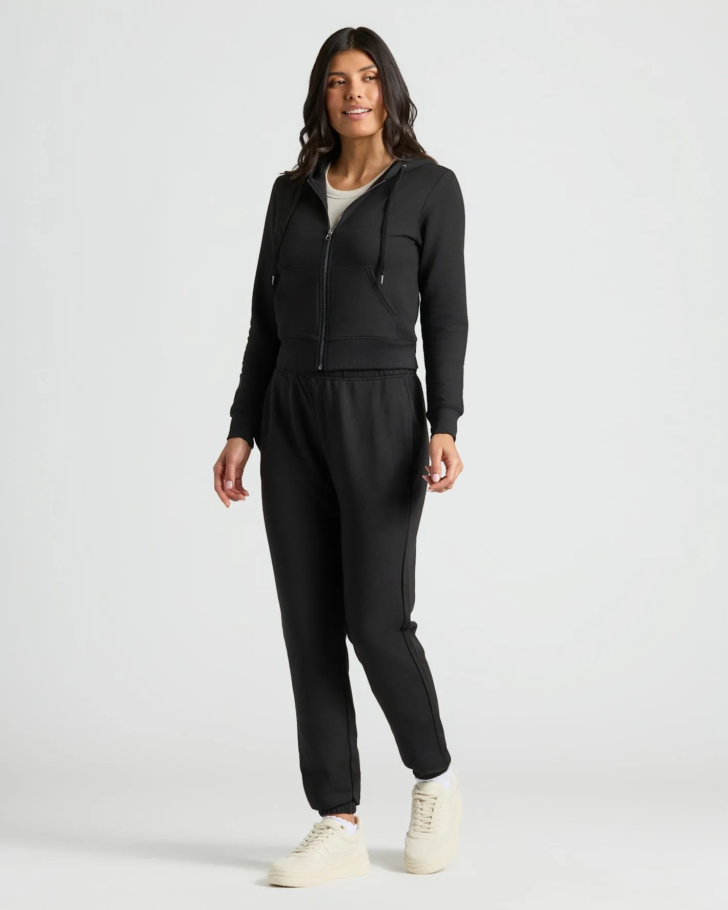 Womens Black Crop Zip Hoodie sold by True Classic product image thumbnail 2