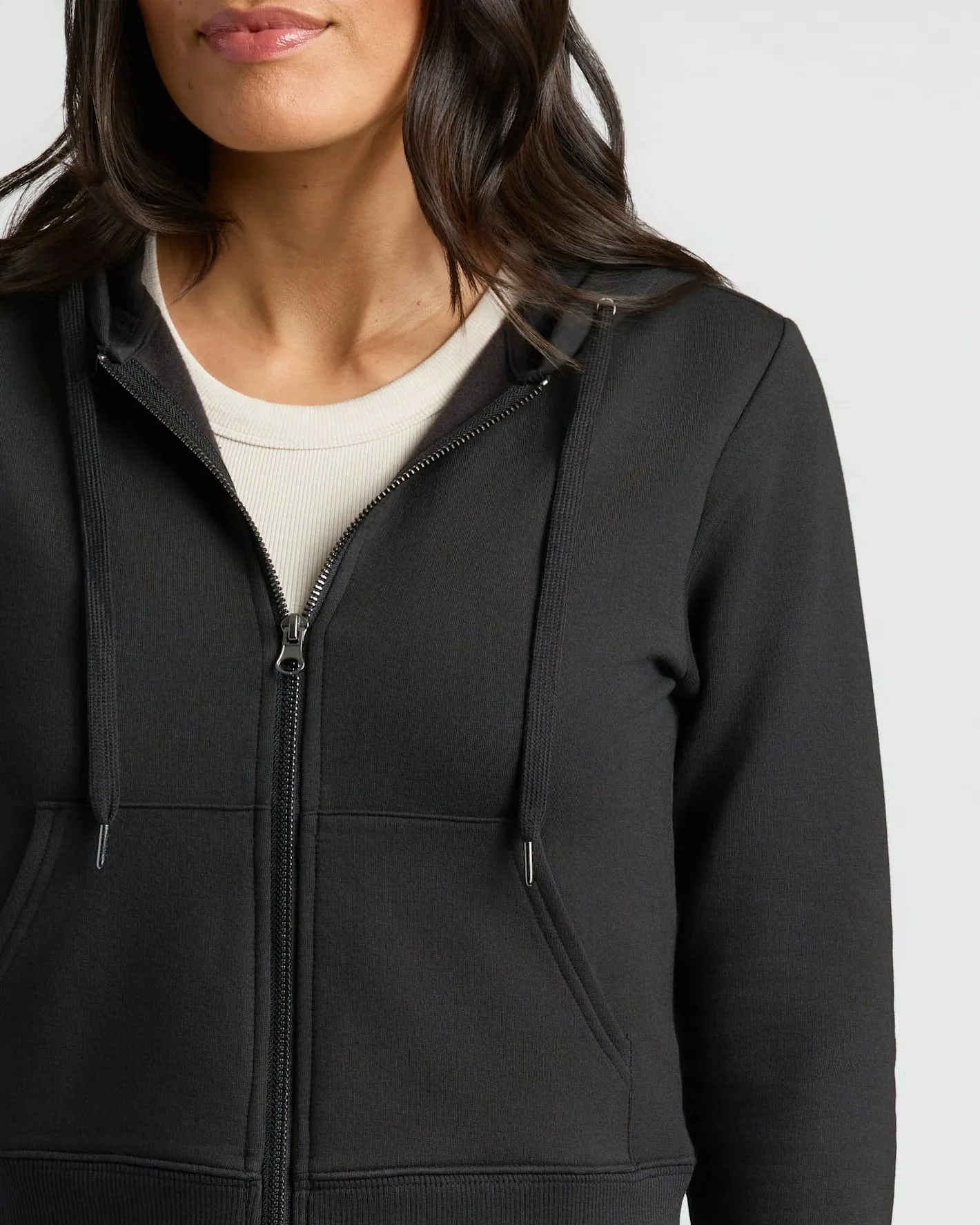Womens Black Crop Zip Hoodie sold by True Classic product image thumbnail 4
