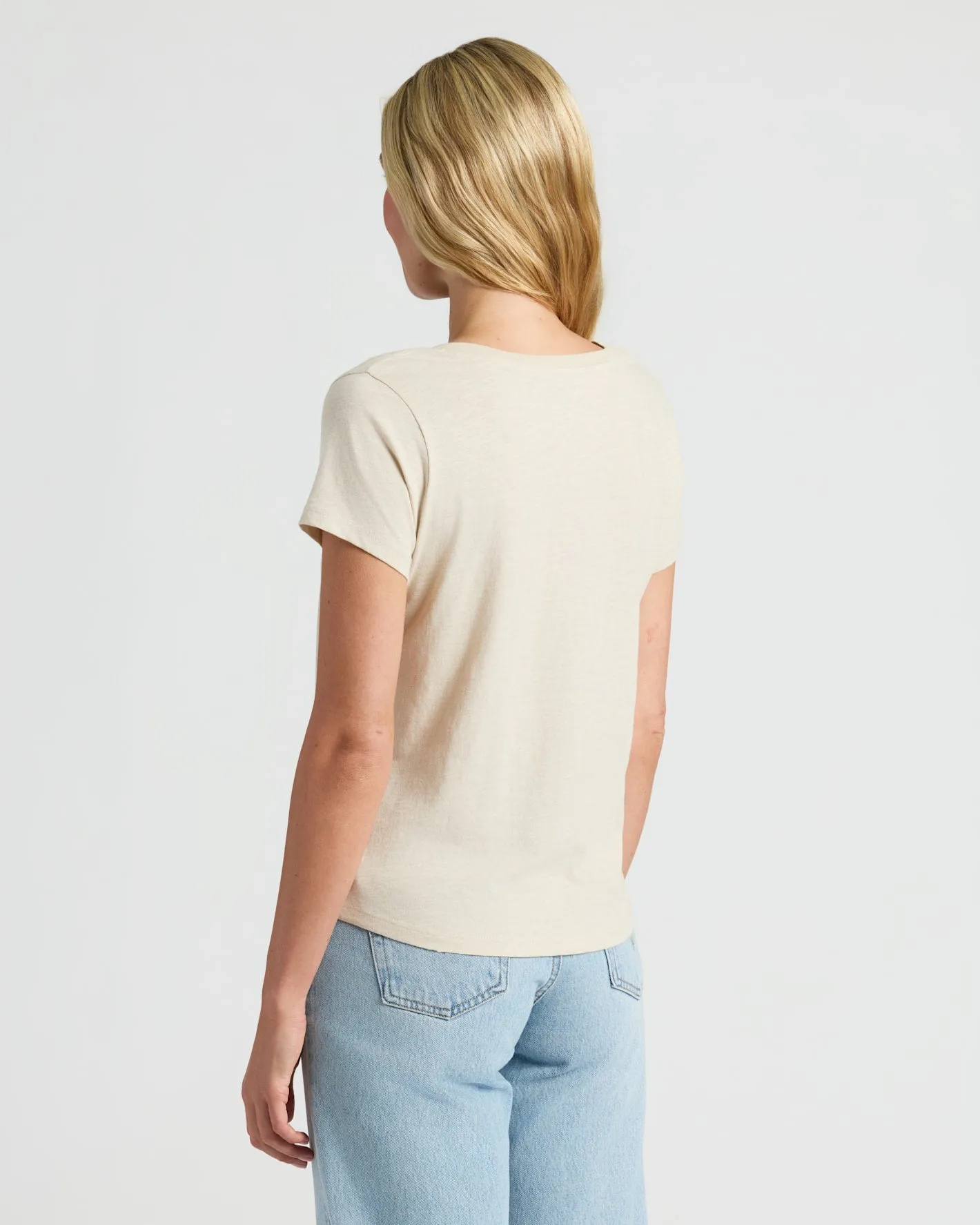 Womens Black & Oatmeal Relaxed Slub V-Neck Tee 2-Pack sold by True Classic product image thumbnail 4