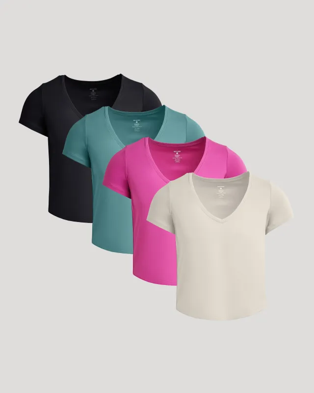 Womens Cropped Boxy Crew Neck Tee 4-Pack sold by True Classic