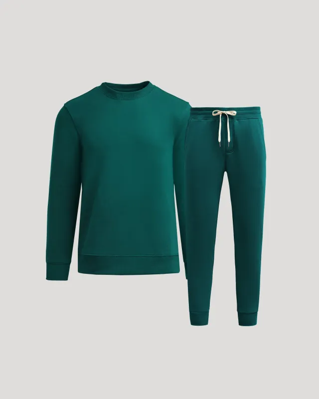 Deep Emerald Pullover Fleece Crew & Jogger 2-Pack sold by True Classic