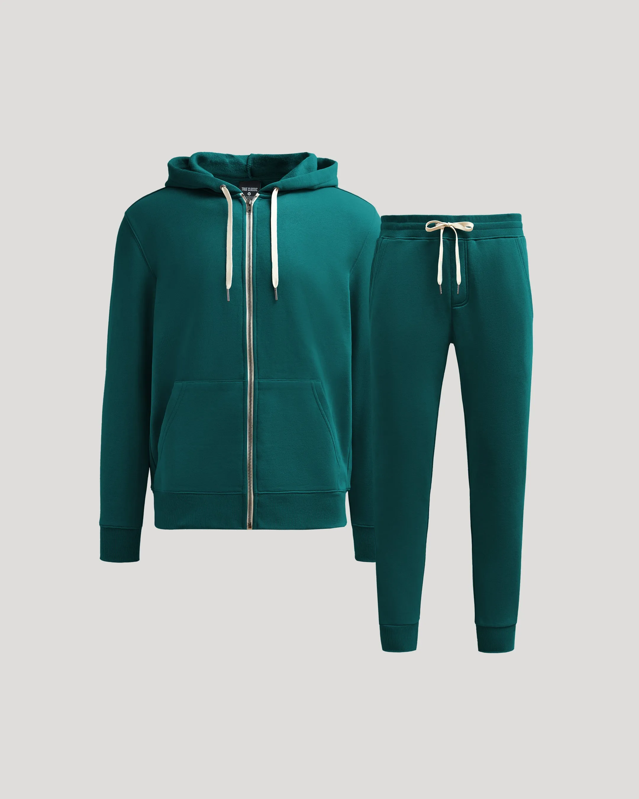 Deep Emerald Full Zip Fleece Hoodie & Jogger 2-Pack sold by True Classic
