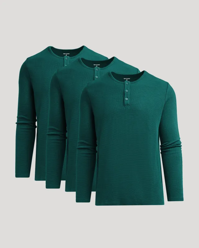 Deep Emerald Waffle Long Sleeve Henley 3-Pack sold by True Classic