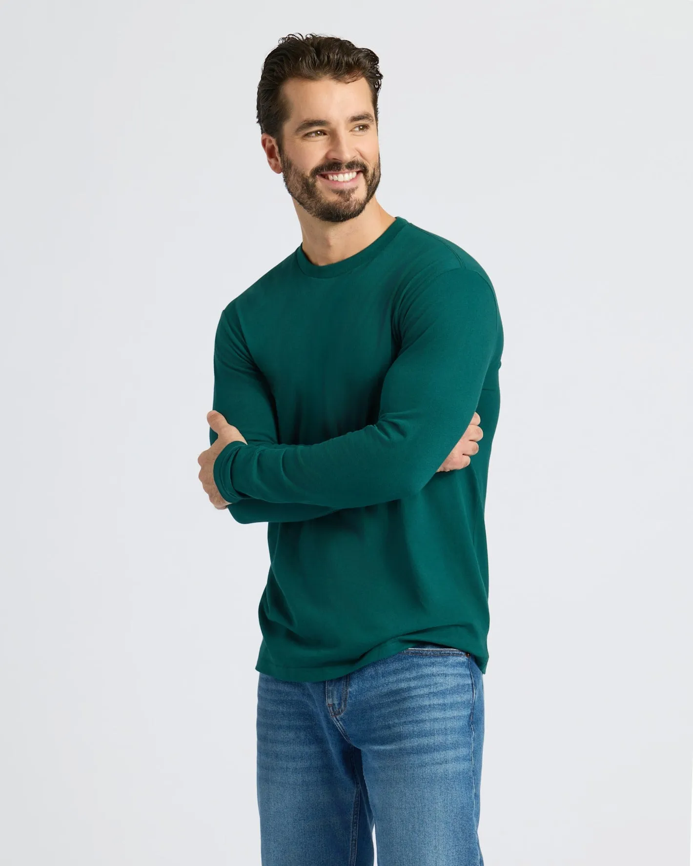 Deep Emerald Classic Long Sleeve Crew Neck sold by True Classic product image thumbnail 5