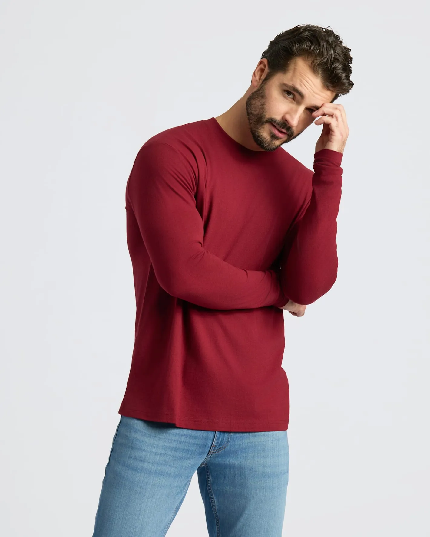Dark Maroon Classic Long Sleeve Crew Neck sold by True Classic product image thumbnail 5