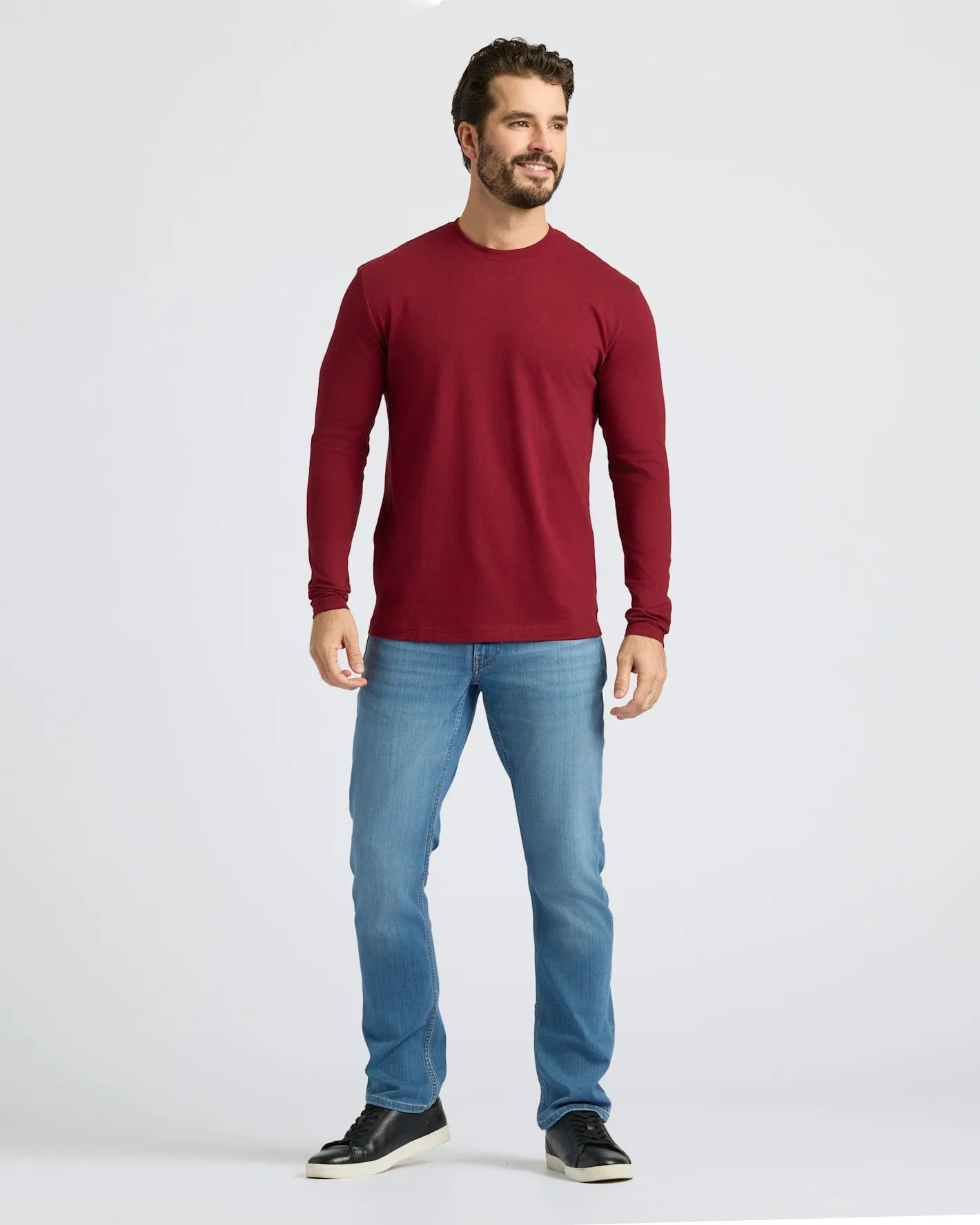 Dark Maroon Classic Long Sleeve Crew Neck sold by True Classic product image thumbnail 3