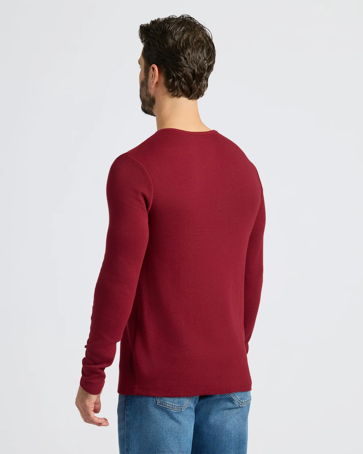 Dark Maroon Waffle Long Sleeve Henley sold by True Classic product image thumbnail 4