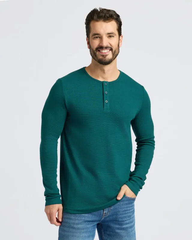 Deep Emerald Waffle Long Sleeve Henley sold by True Classic