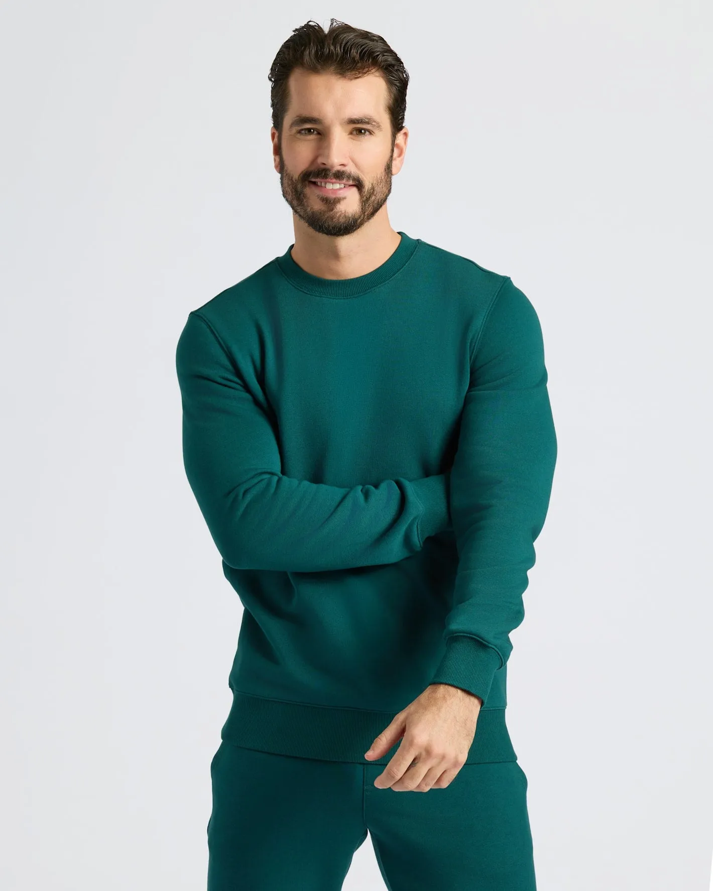 Deep Emerald Fleece French Terry Pullover Crew Neck sold by True Classic product image thumbnail 5