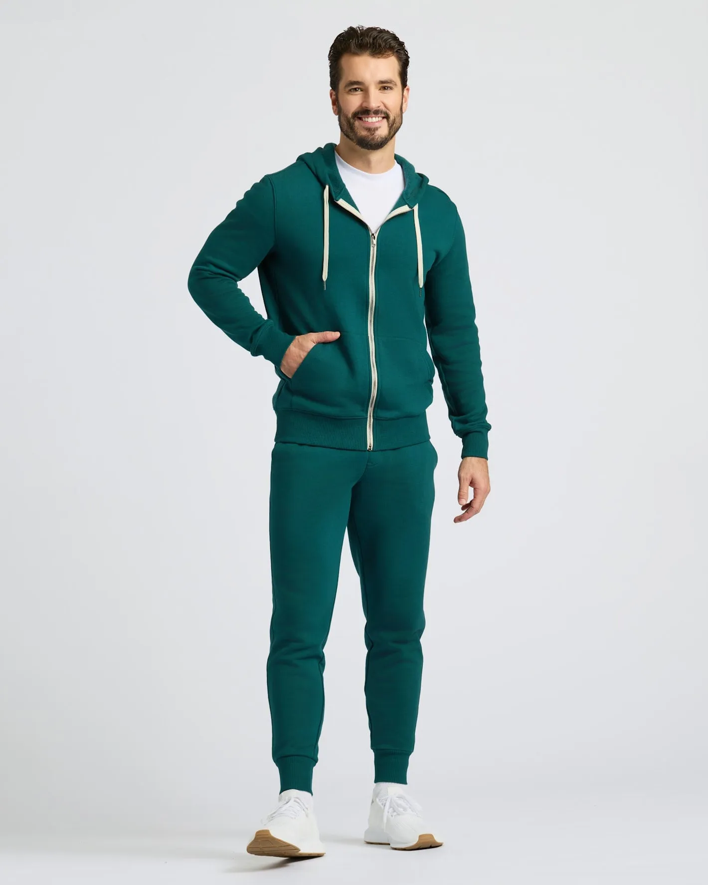 Deep Emerald Fleece French Terry Zip Hoodie sold by True Classic product image thumbnail 3