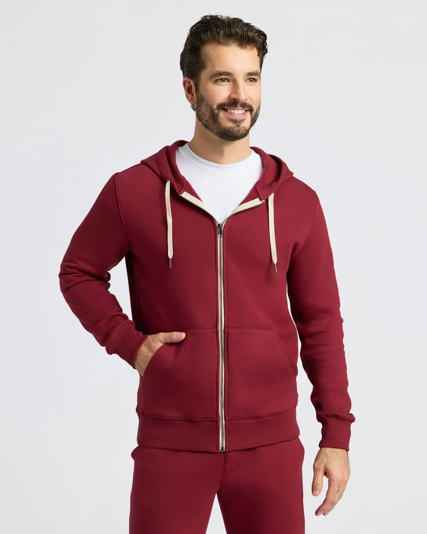 Dark Maroon Fleece French Terry Zip Hoodie sold by True Classic