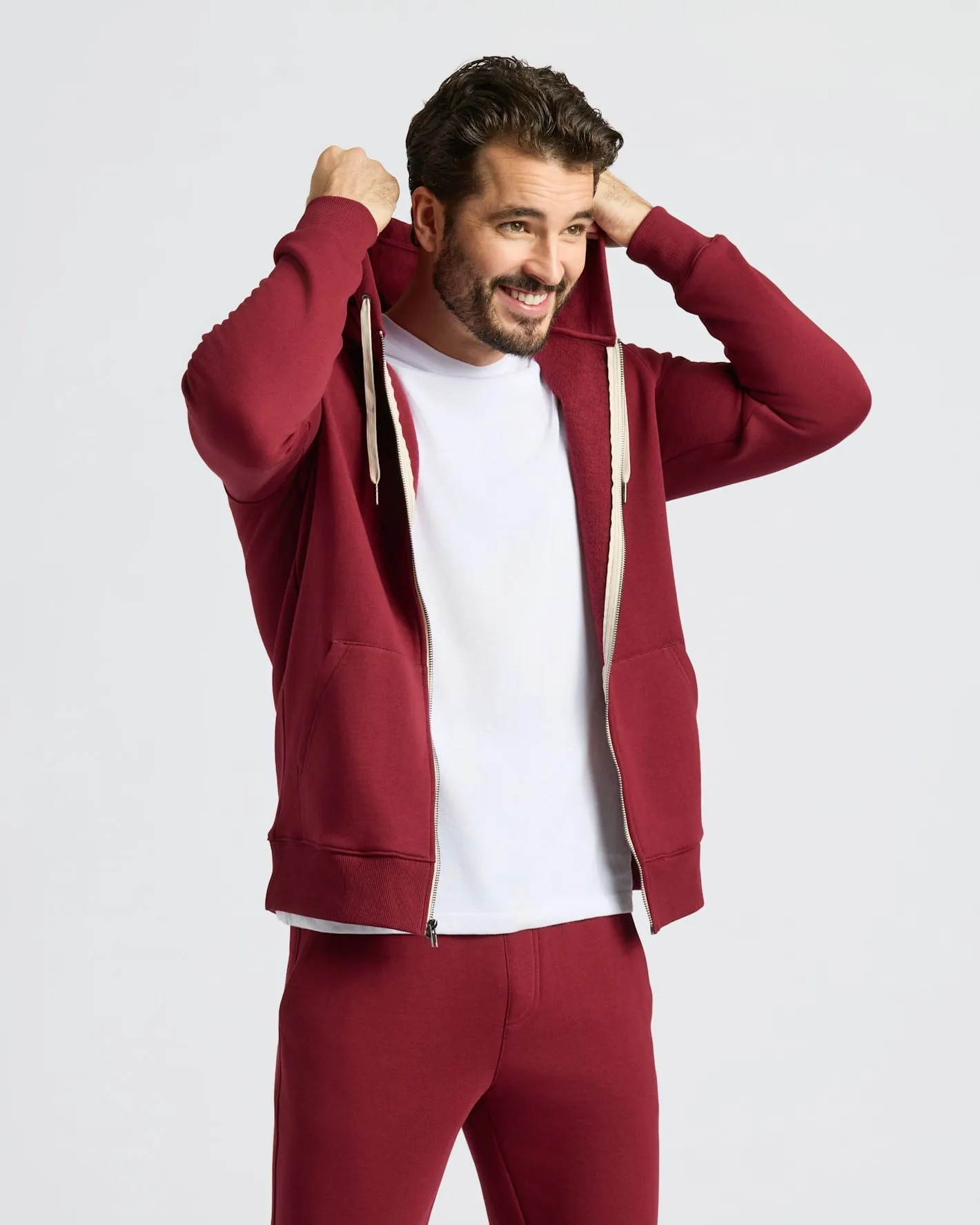 Dark Maroon Fleece French Terry Zip Hoodie sold by True Classic product image thumbnail 5