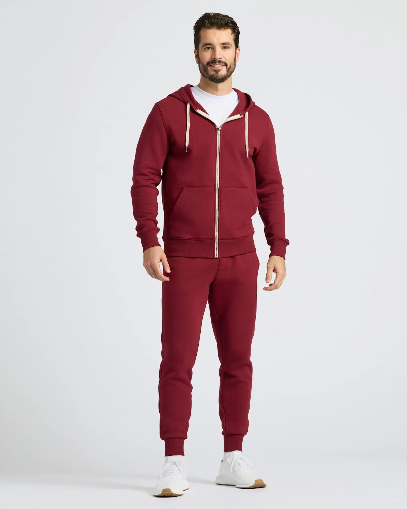 Dark Maroon Fleece French Terry Zip Hoodie sold by True Classic product image thumbnail 3