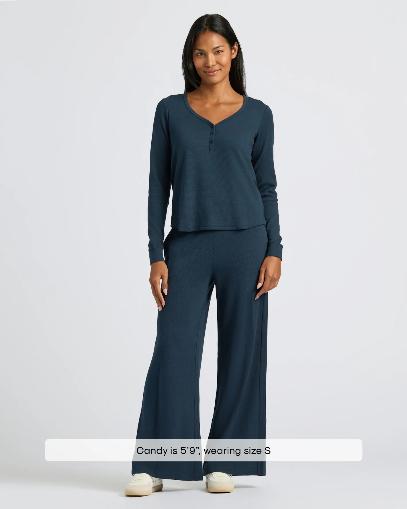 Womens Navy Waffle Long Sleeve Henley & Waffle Leg Pant 2-Pack sold by True Classic product image thumbnail 2