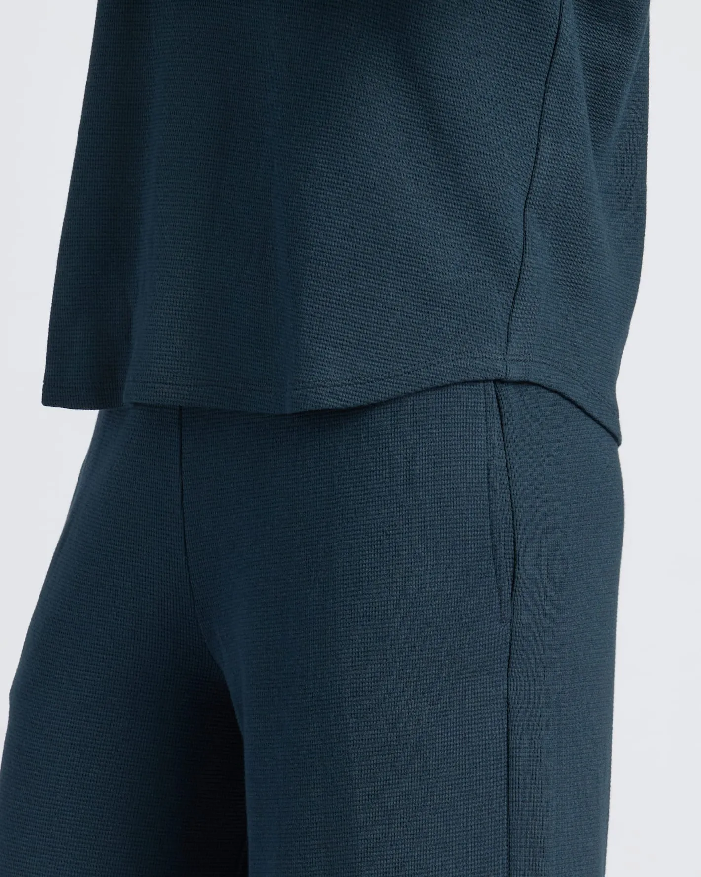 Womens Navy Waffle Long Sleeve Boxy Henley sold by True Classic product image thumbnail 5