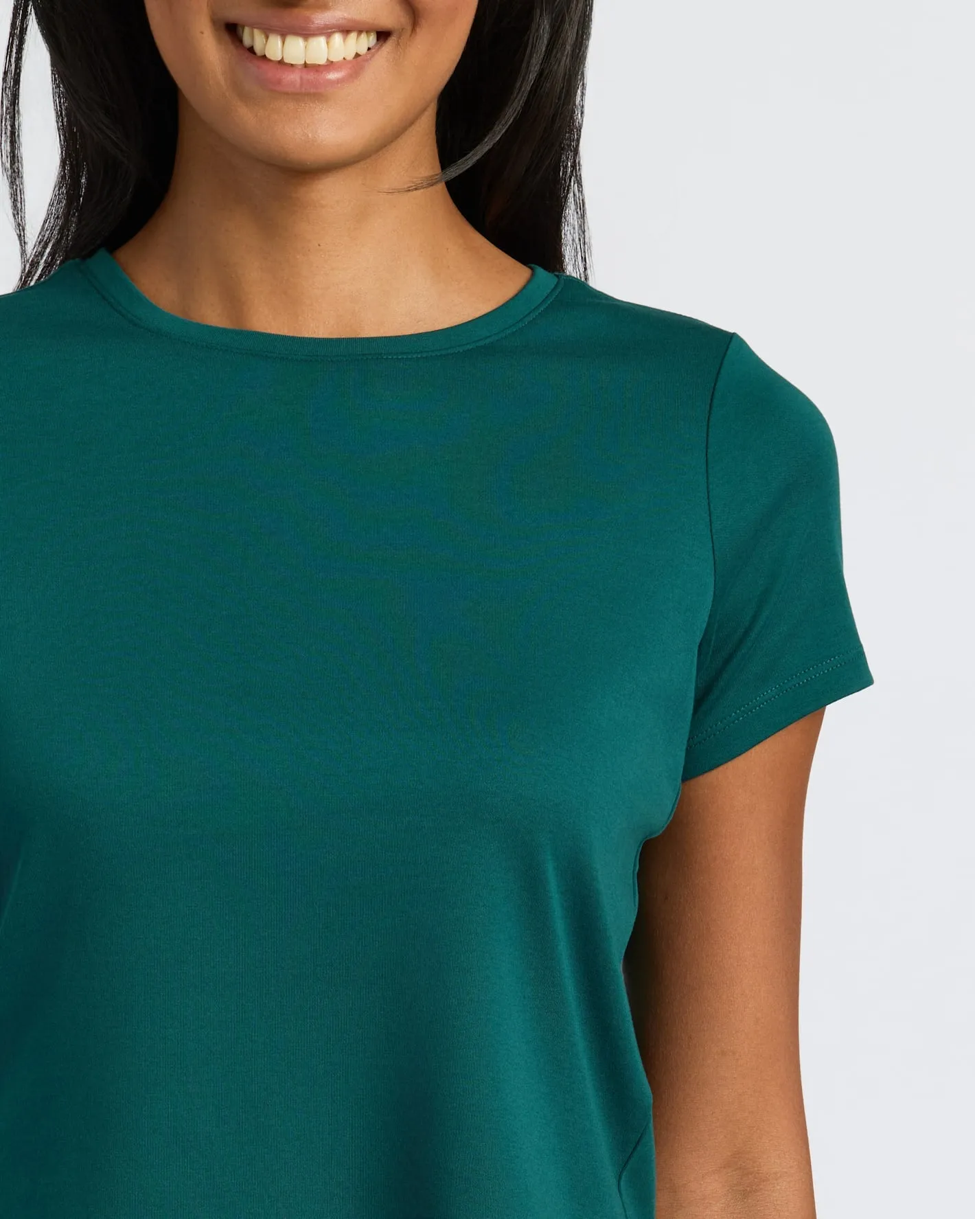 Womens Deep Emerald & Dark Maroon Cropped Boxy Crew Neck Tee 2-Pack sold by True Classic product image thumbnail 5