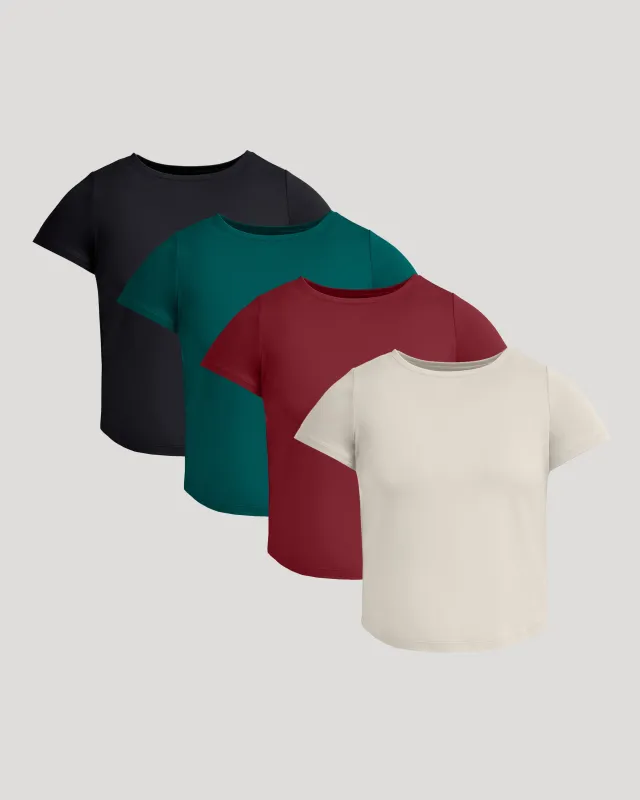 Womens Cropped Boxy Crew Neck Tee 4-Pack sold by True Classic