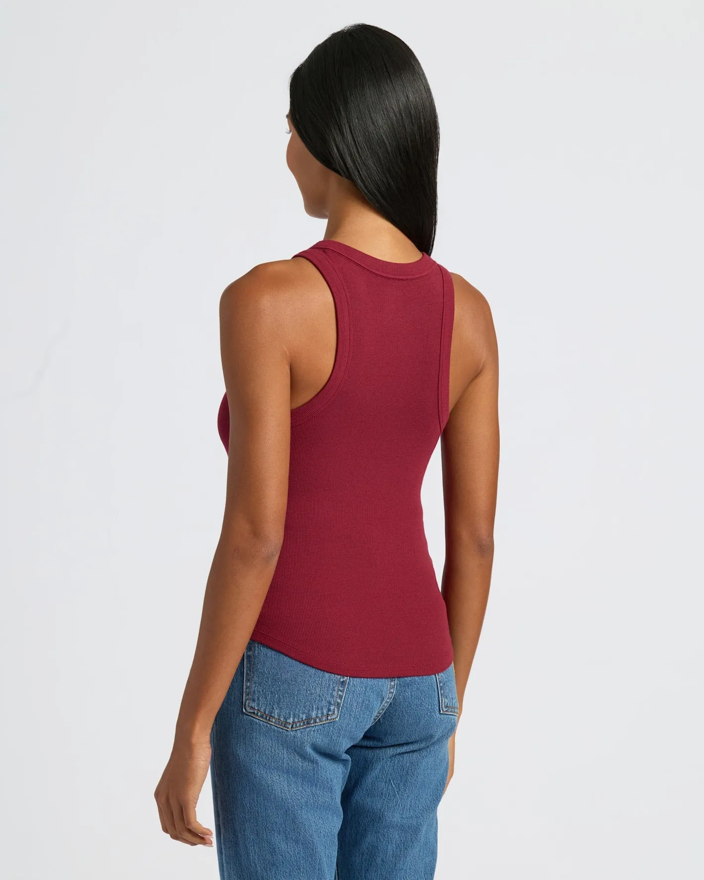 Womens Dark Maroon Ribbed High Neck Tank 3-Pack sold by True Classic product image thumbnail 4