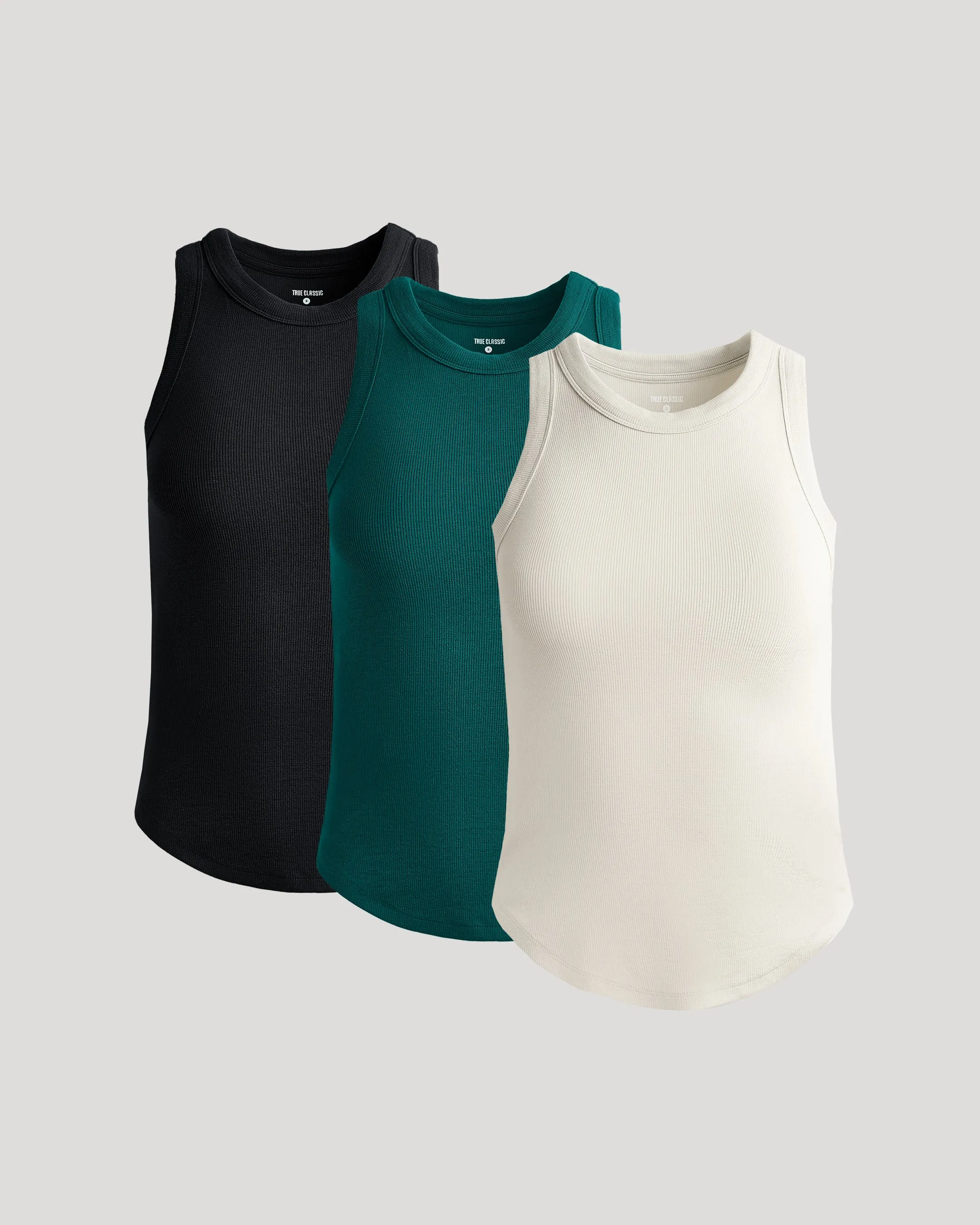 Womens Ribbed High Neck Tank 3-Pack sold by True Classic