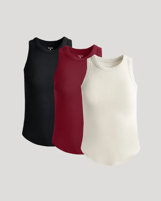Womens Ribbed High Neck Tank 3-Pack sold by True Classic