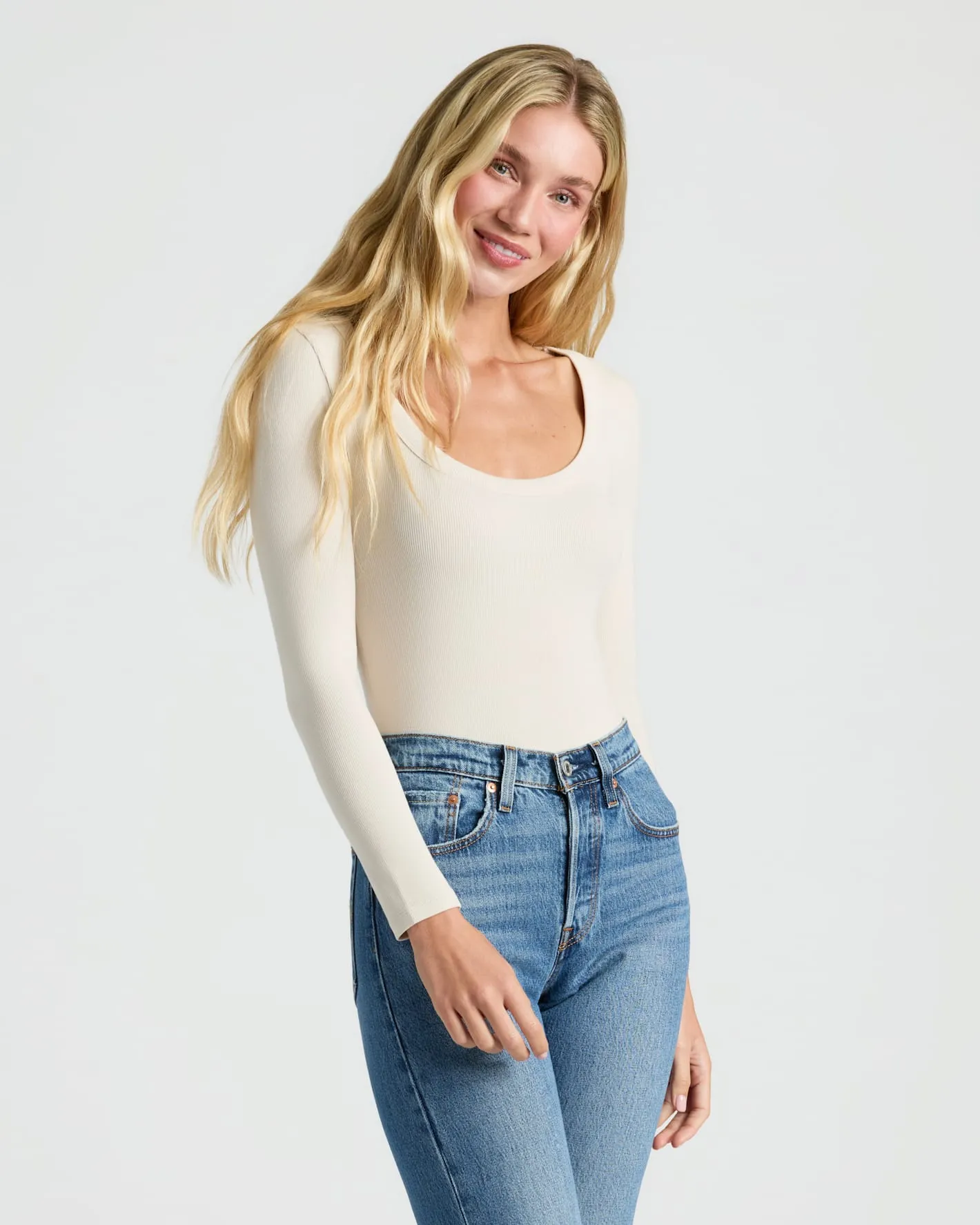 Womens Ribbed Long Sleeve Scoop Neck Tee 3-Pack sold by True Classic product image thumbnail 2