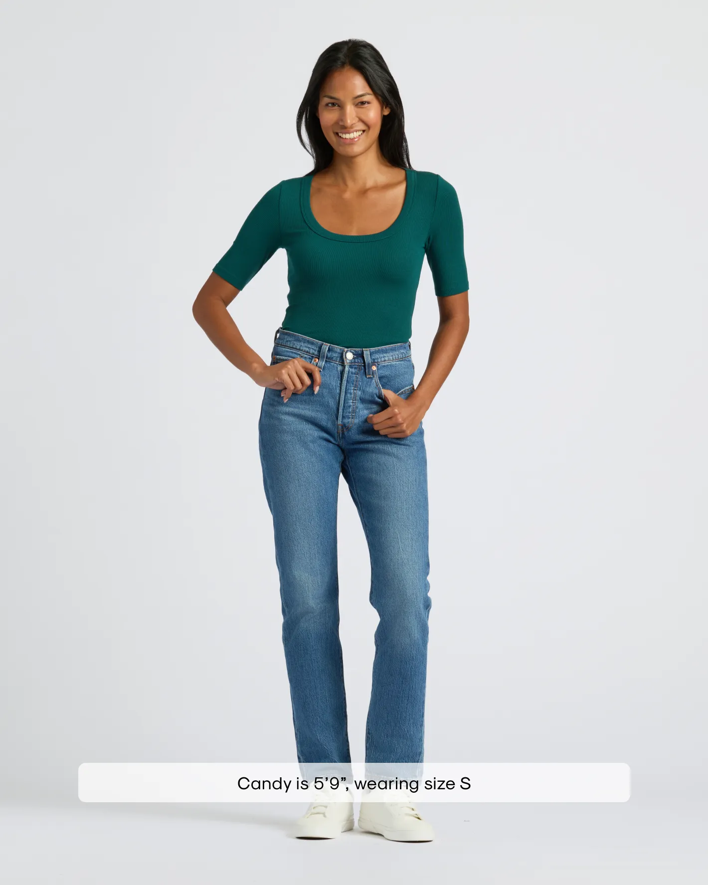 Womens Deep Emerald Ribbed 3/4 Sleeve Scoop Neck Tee 3-Pack sold by True Classic product image thumbnail 2