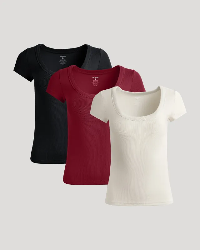 Womens Ribbed U-Neck Tee 3-Pack made by True Classic