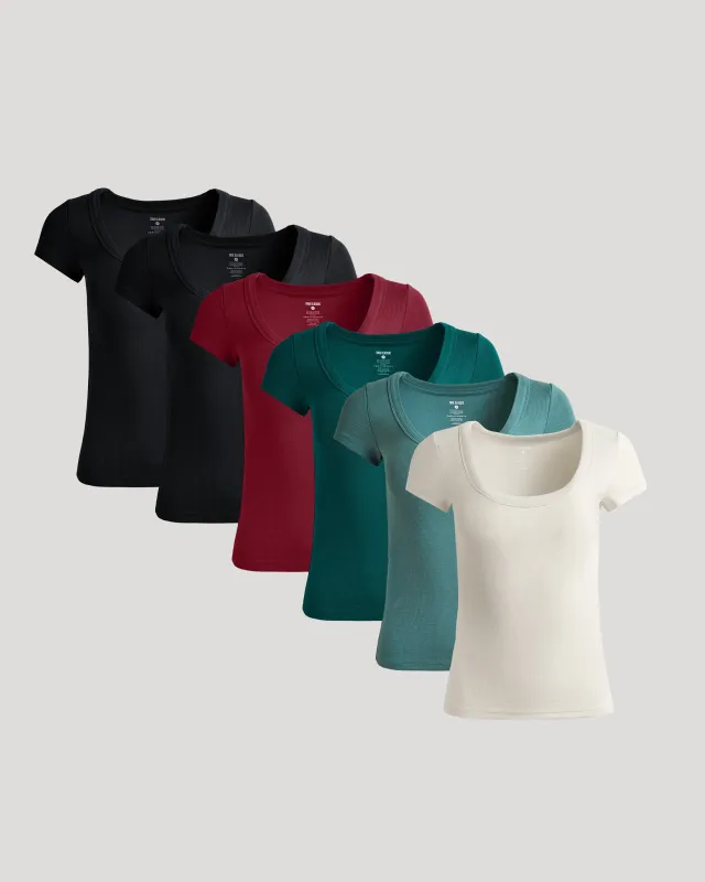 Womens Ribbed U-Neck Tee 6-Pack sold by True Classic