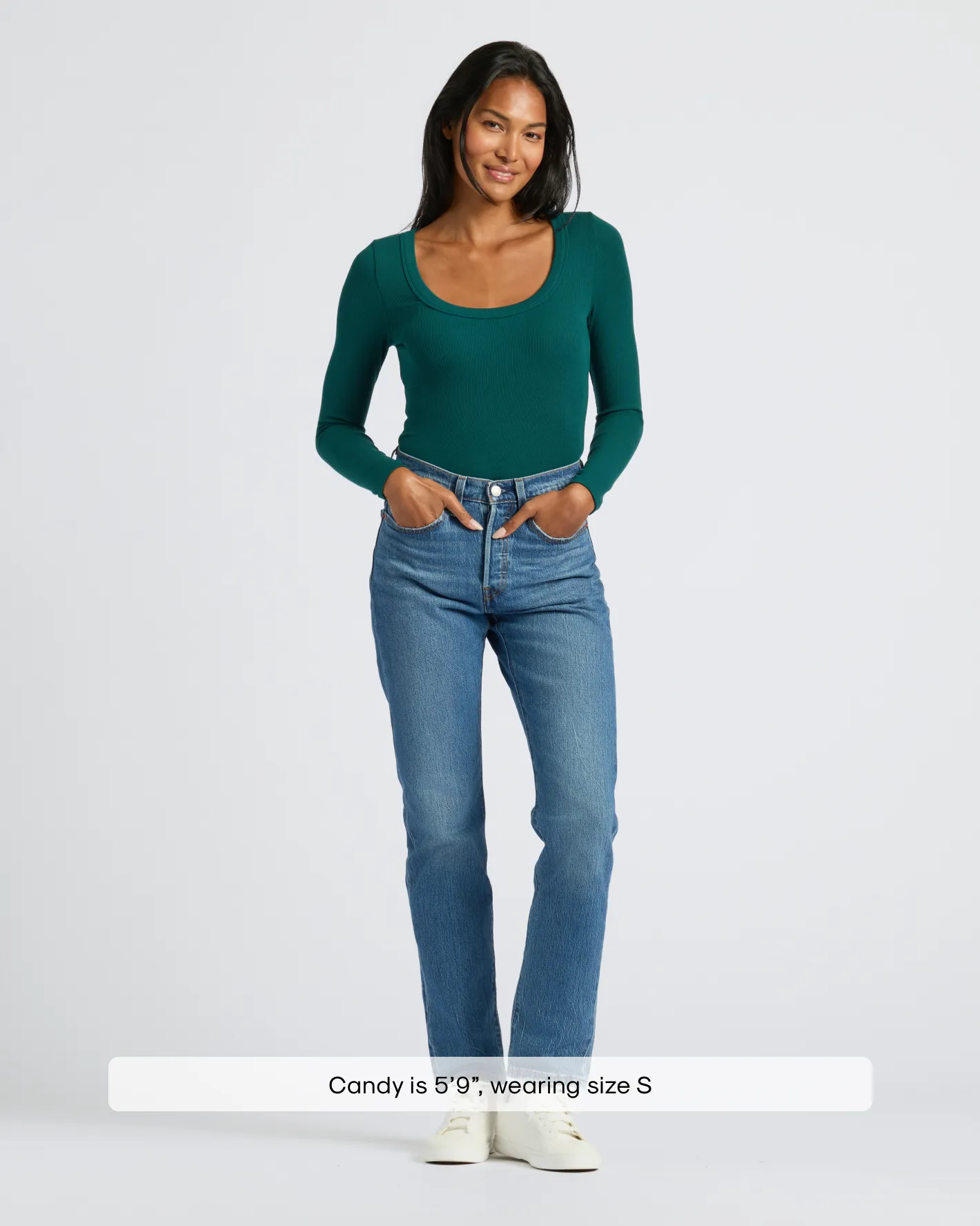 Womens Deep Emerald Ribbed Long Sleeve Scoop Neck Tee sold by True Classic product image thumbnail 2