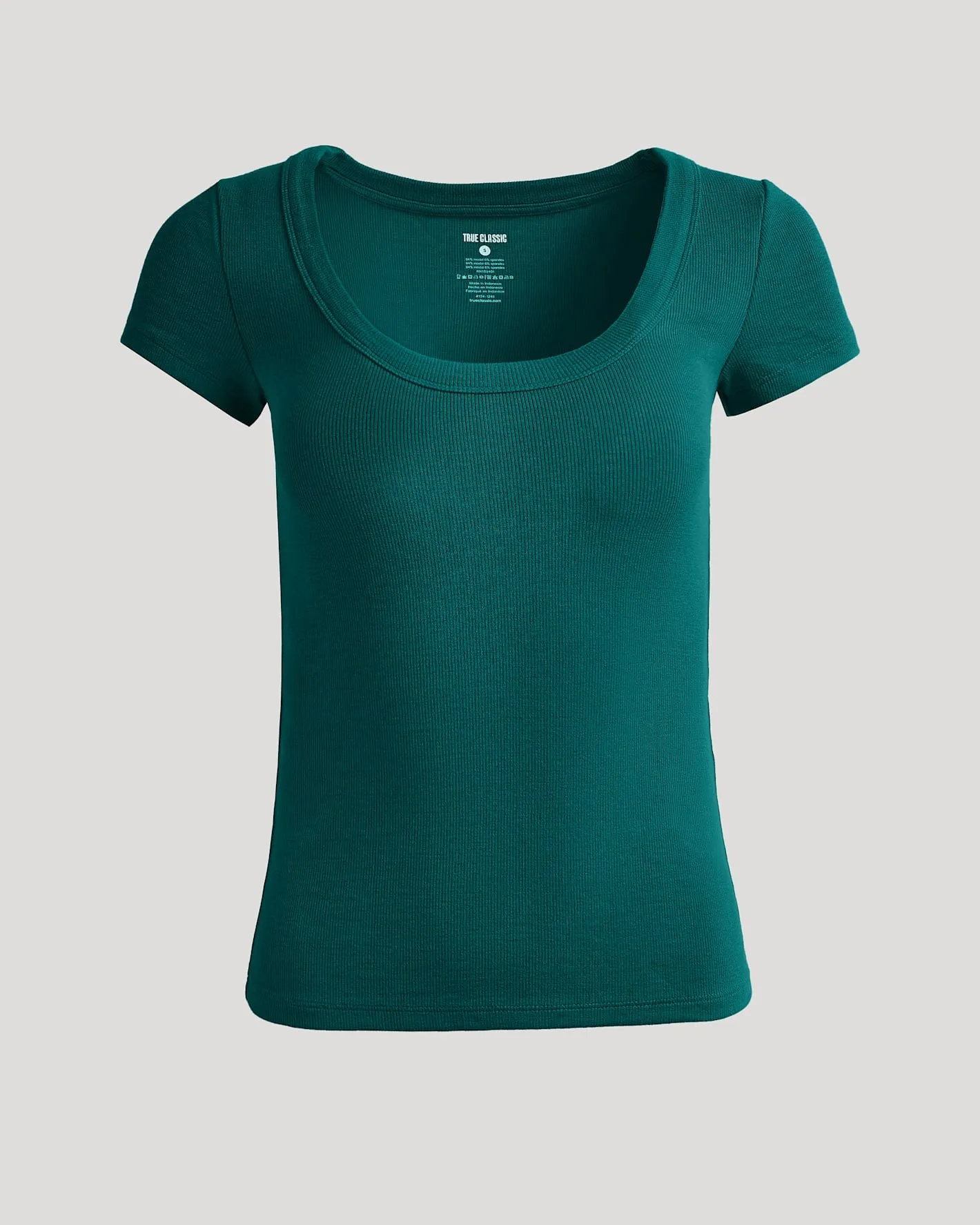 Womens Deep Emerald Ribbed U-Neck Tee sold by True Classic product image thumbnail 5