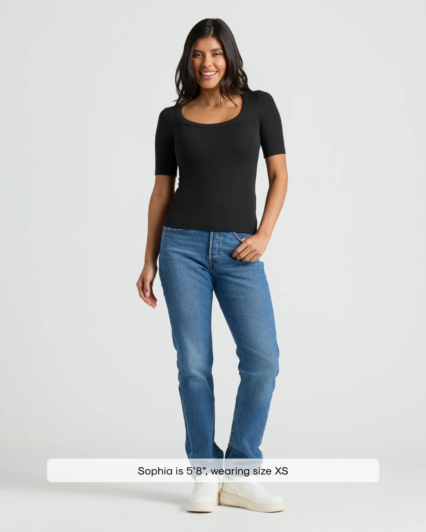 Womens Black Ribbed 3/4 Sleeve Scoop Neck Tee 3-Pack sold by True Classic product image thumbnail 2