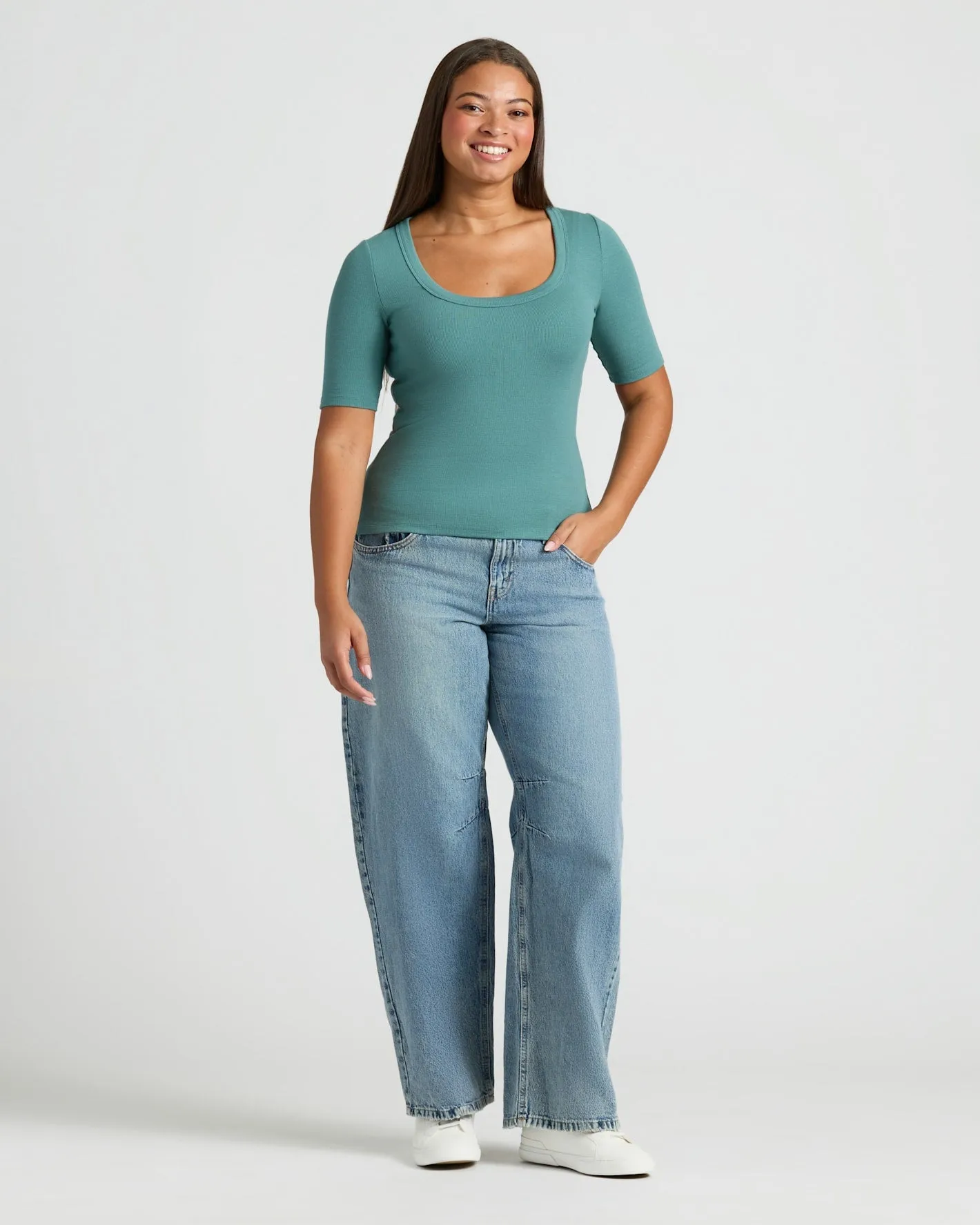 Womens Ribbed 3/4 Sleeve Scoop Neck Tee 3-Pack sold by True Classic product image thumbnail 2