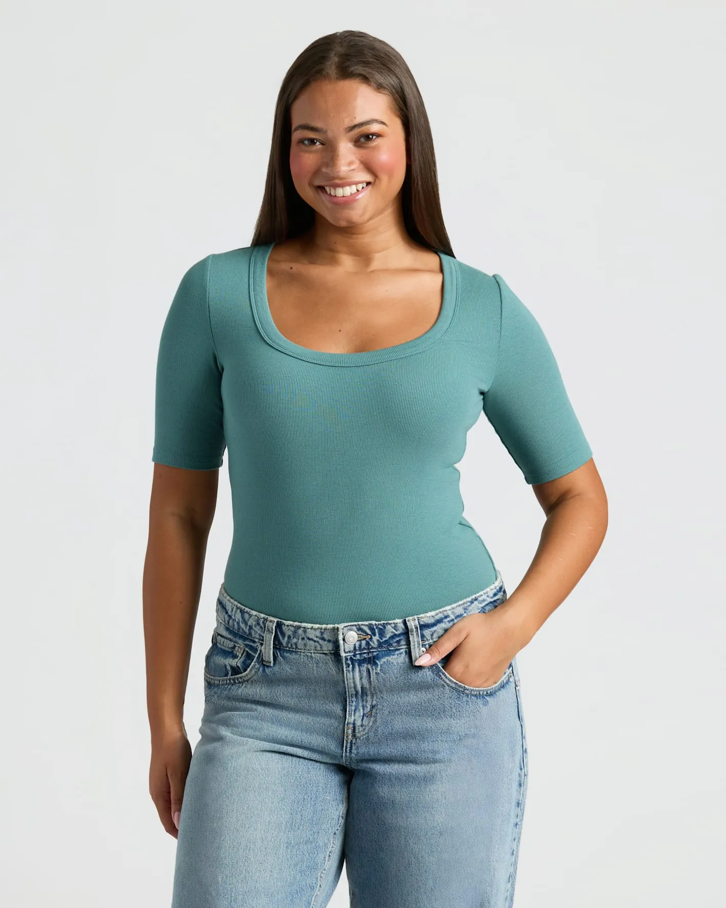 Womens Ribbed 3/4 Sleeve Scoop Neck Tee 3-Pack sold by True Classic product image thumbnail 3