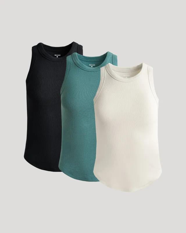 Womens Ribbed High Neck Tank 3-Pack sold by True Classic