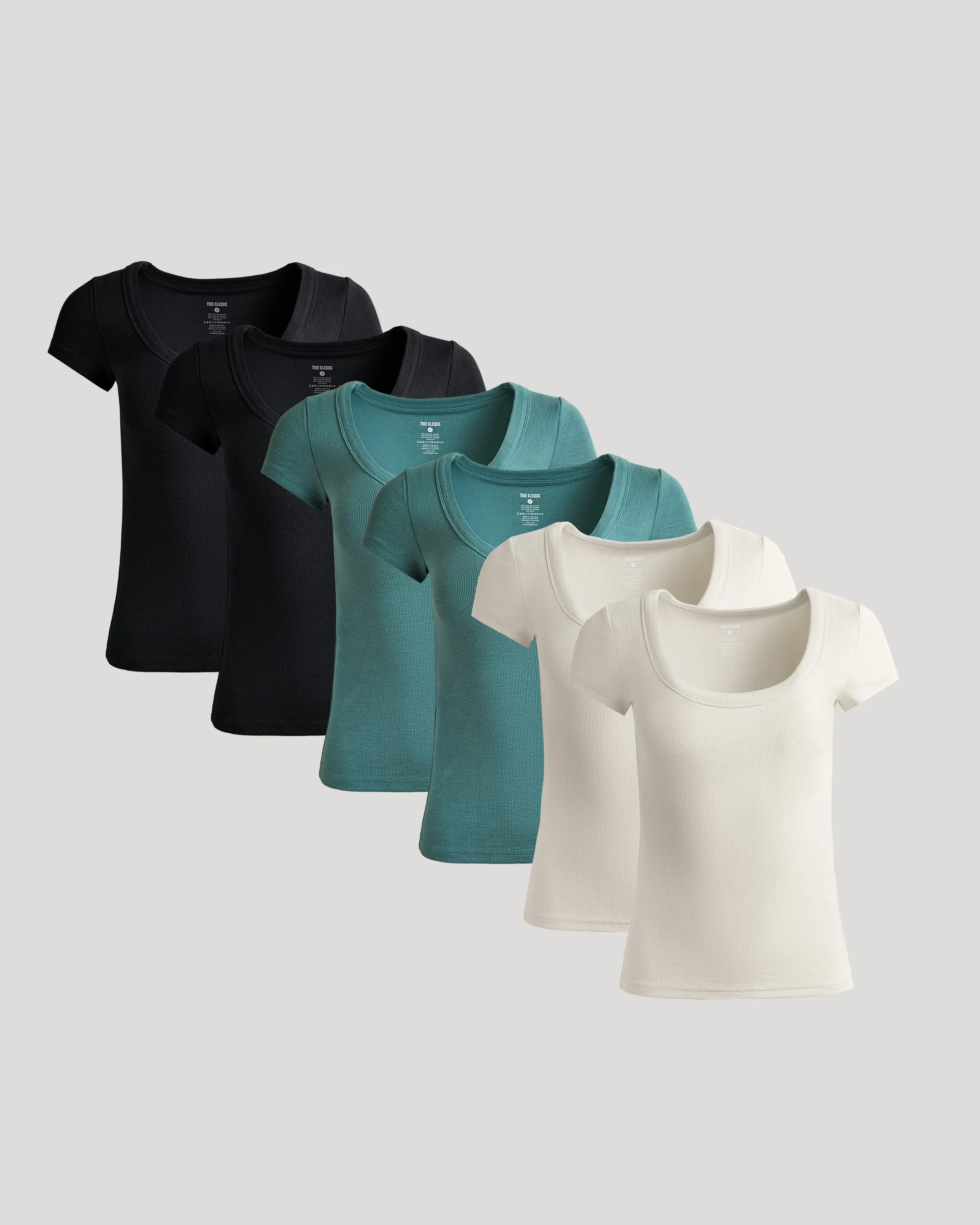 Womens Ribbed U-Neck Tee 6-Pack sold by True Classic