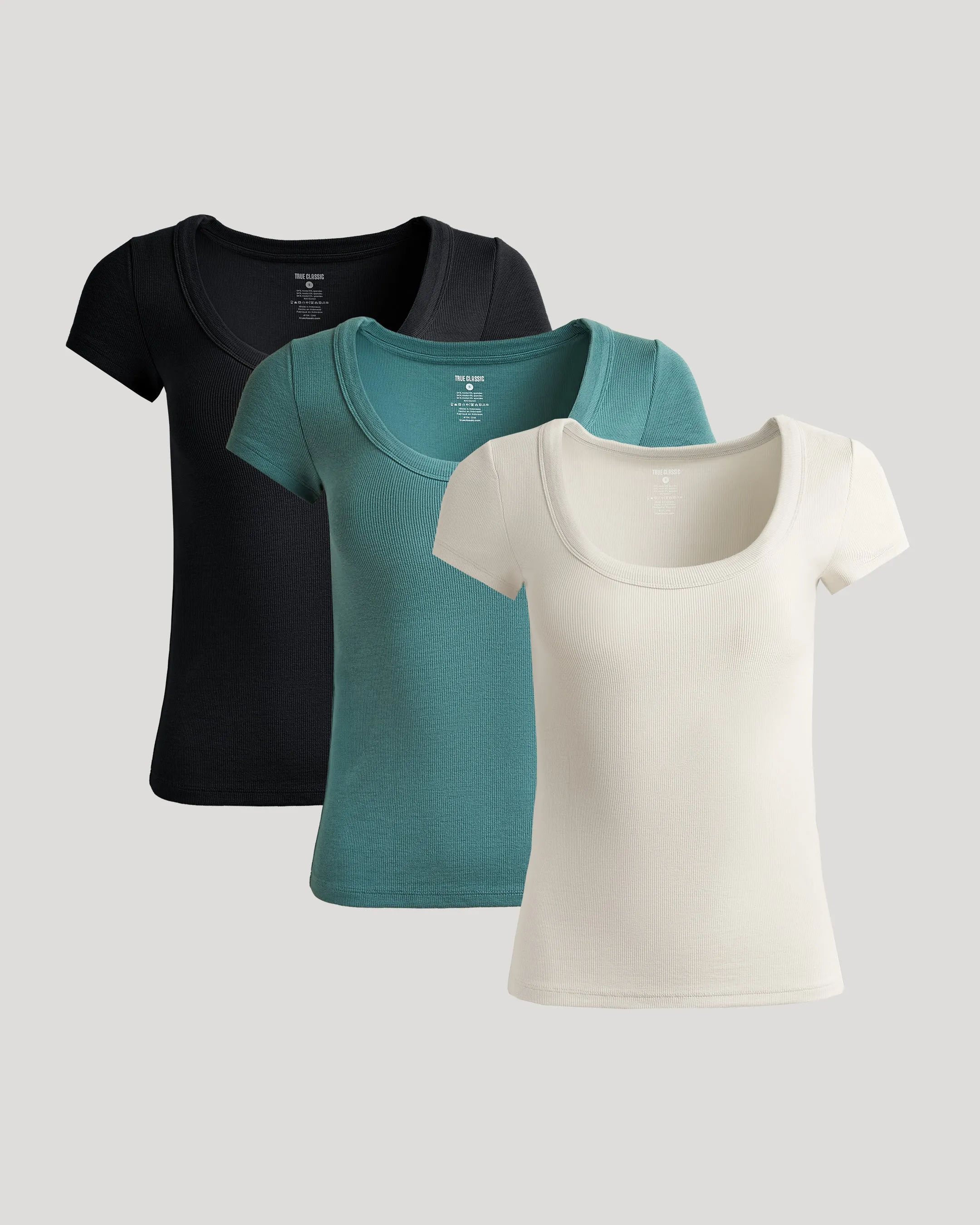 Womens Ribbed U-Neck Tee 3-Pack sold by True Classic