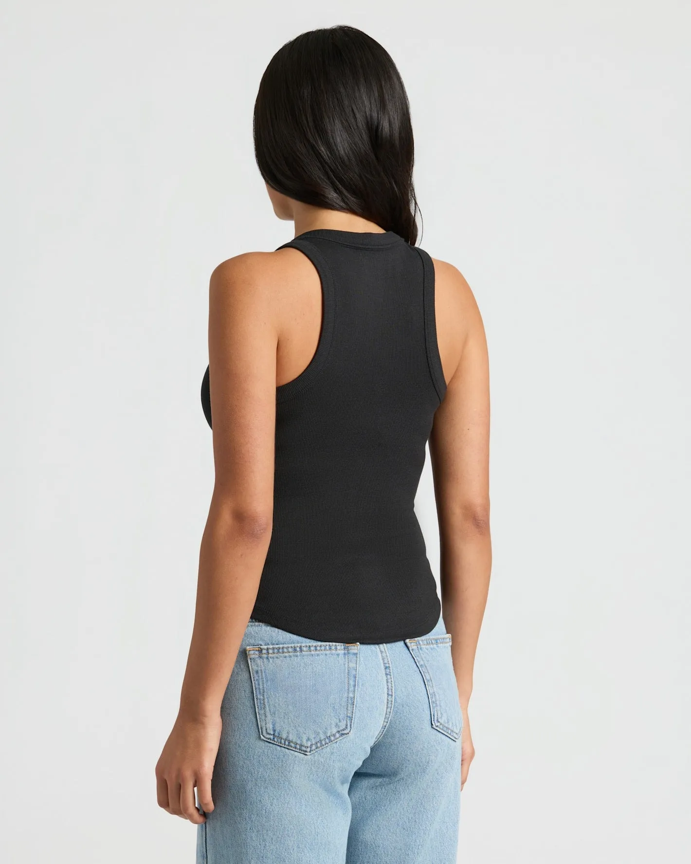 Womens Black Ribbed High Neck Tank sold by True Classic product image thumbnail 3