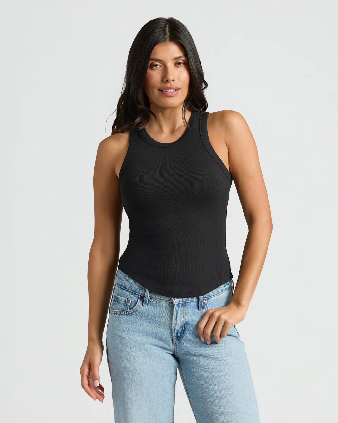 Womens Black Ribbed High Neck Tank sold by True Classic product image thumbnail 5