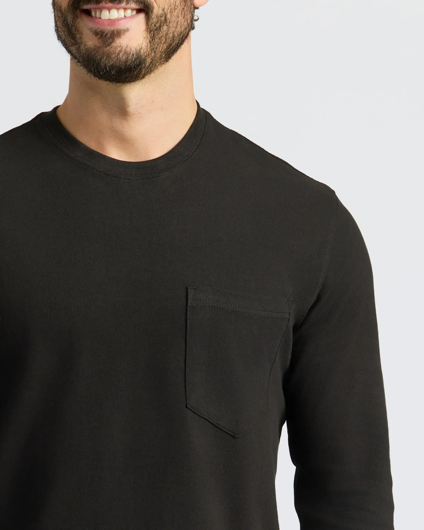 Black Heavyweight Long Sleeve Pocket Crew sold by True Classic product image thumbnail 5