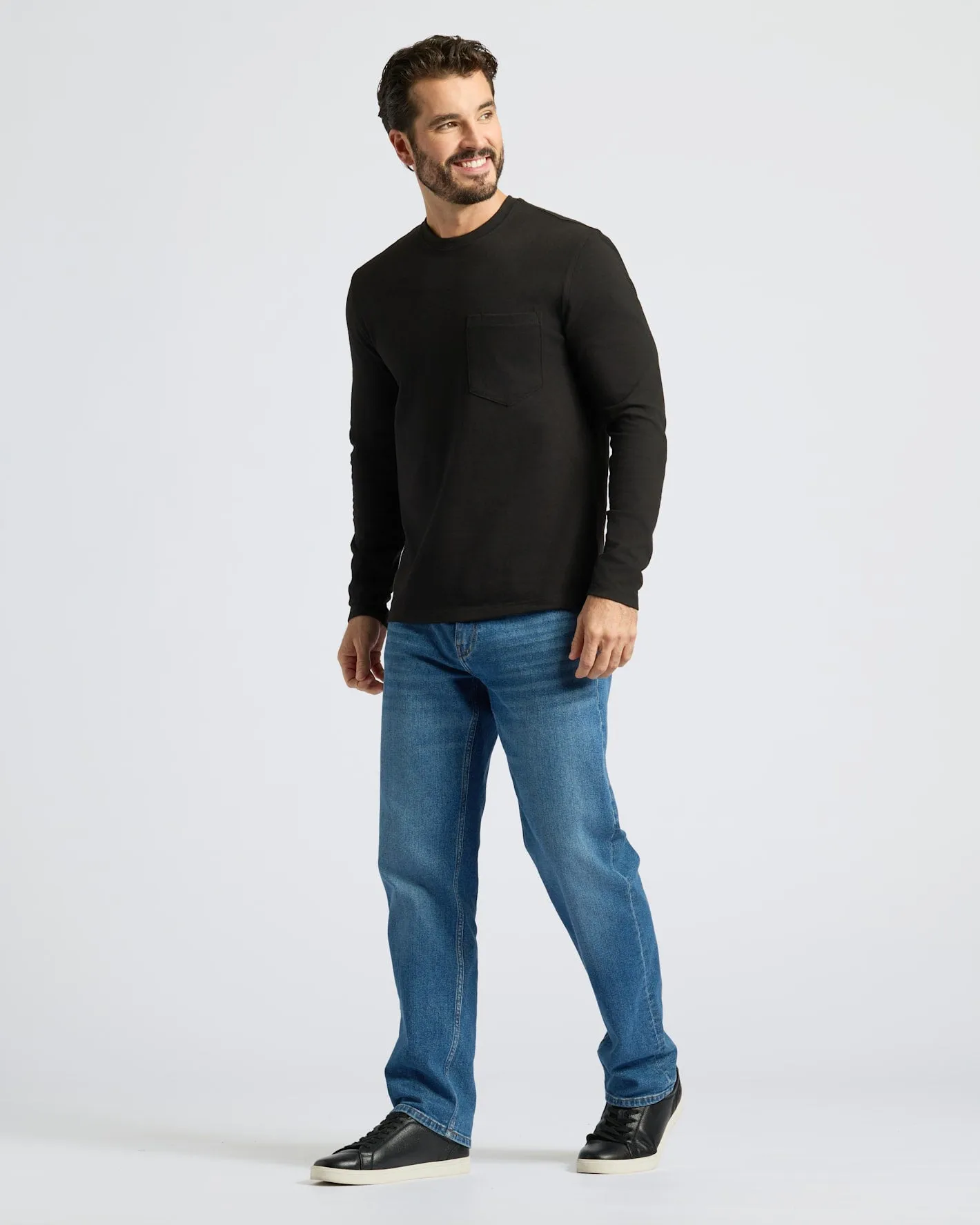 Black Heavyweight Long Sleeve Pocket Crew sold by True Classic product image thumbnail 3
