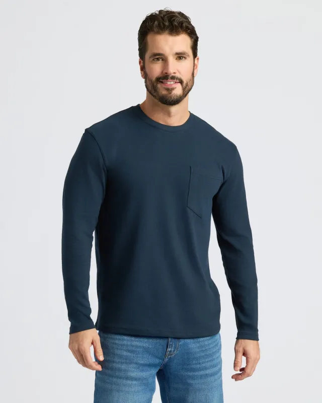 Navy Heavyweight Long Sleeve Pocket Crew sold by True Classic