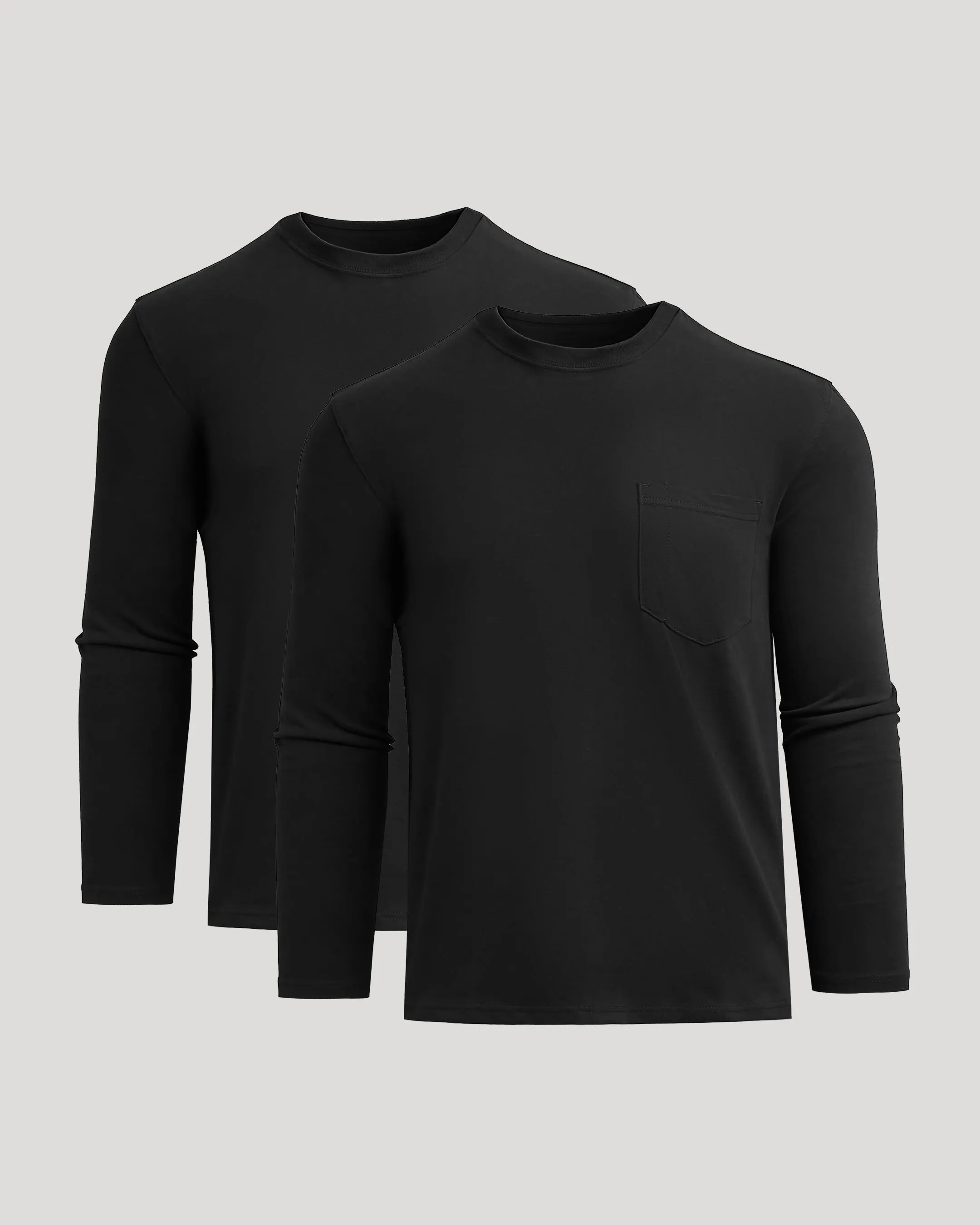 Black Heavyweight Long Sleeve Pocket Crew 2-PacK sold by True Classic