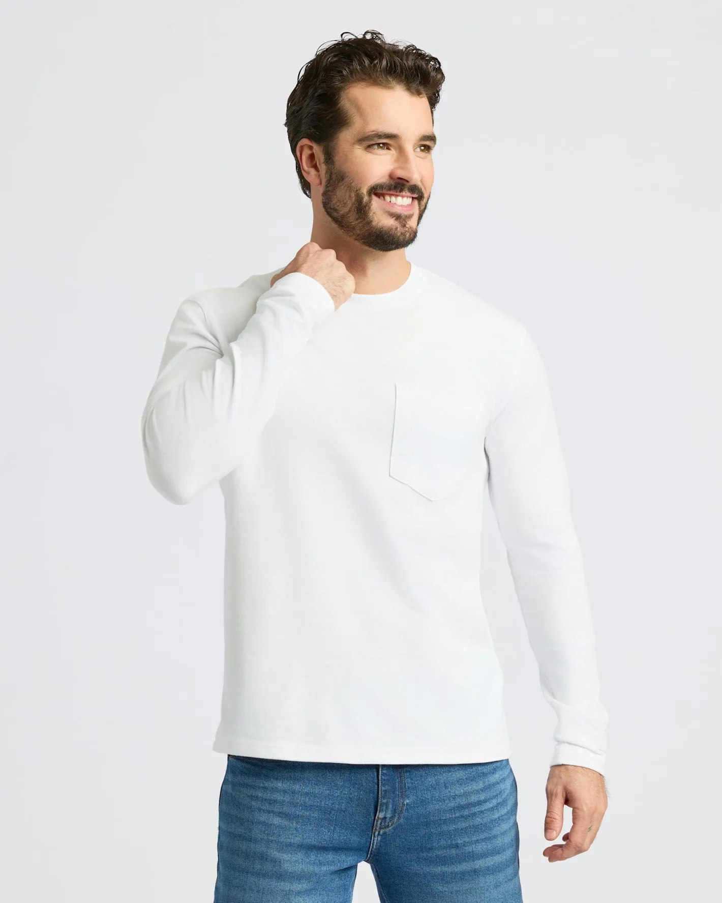 White Heavyweight Long Sleeve Pocket Crew 2-PacK sold by True Classic product image thumbnail 5