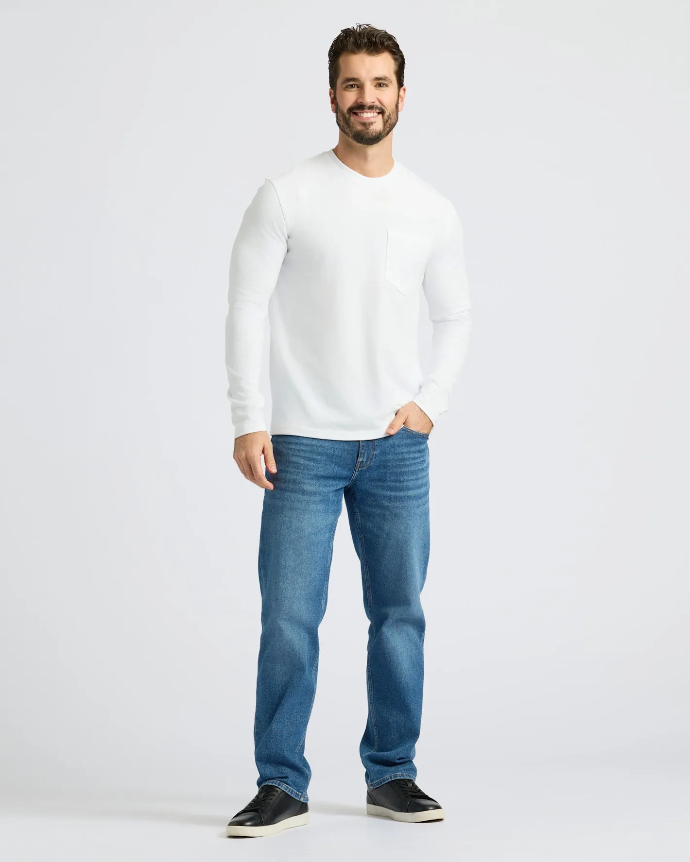 White Heavyweight Long Sleeve Pocket Crew 2-PacK sold by True Classic product image thumbnail 3