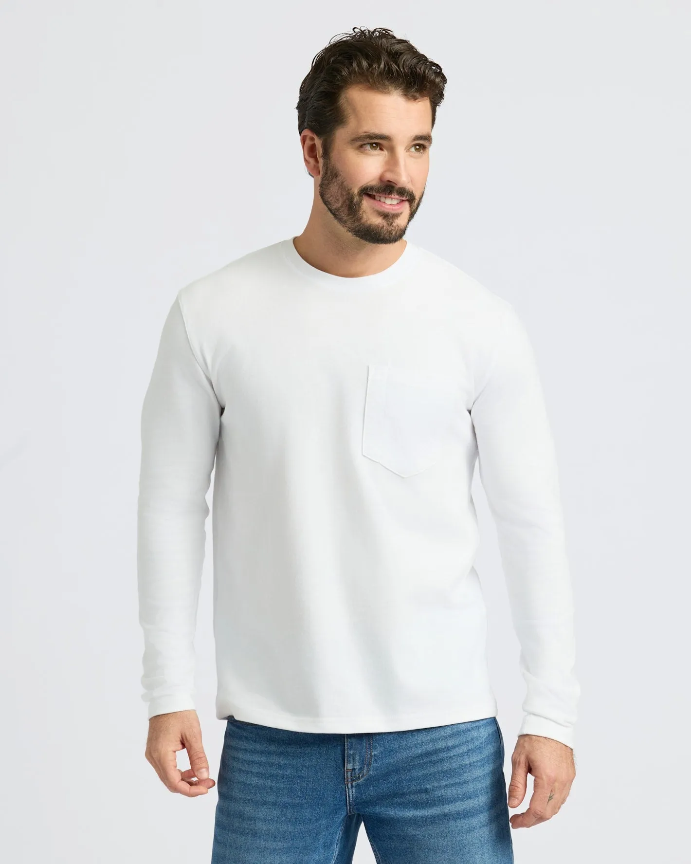 White Heavyweight Long Sleeve Pocket Crew 2-PacK sold by True Classic product image thumbnail 2