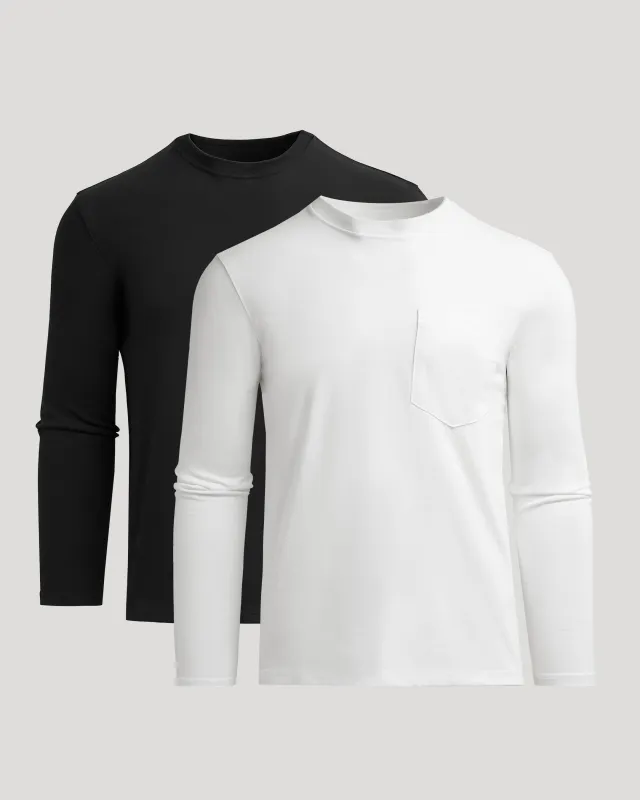 Black & White Heavyweight Long Sleeve Pocket Crew 2-Pack sold by True Classic