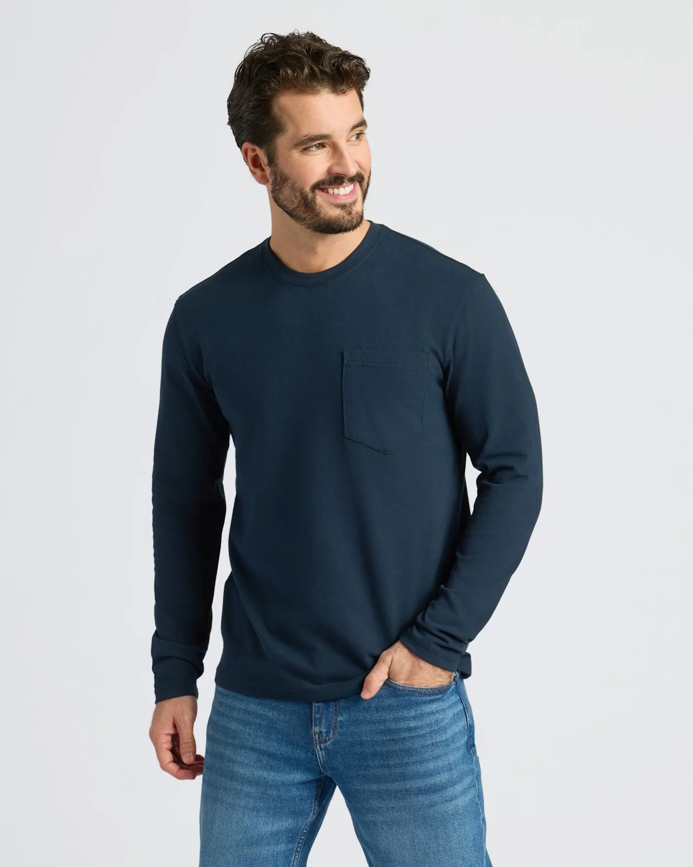 Black & Navy Heavyweight Long Sleeve Pocket Crew 4-Pack sold by True Classic product image thumbnail 2